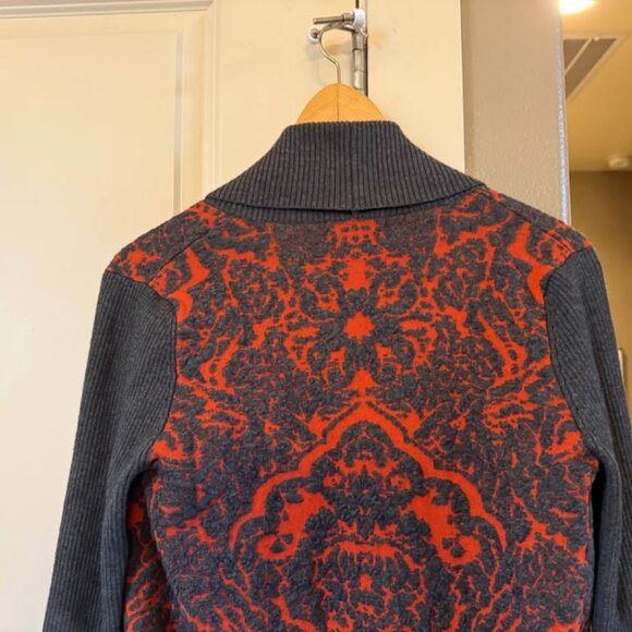 Women’s Alberto Makali Gray and Orange Patterned Long Open Cardigan-Size Medium - Picture 5 of 10